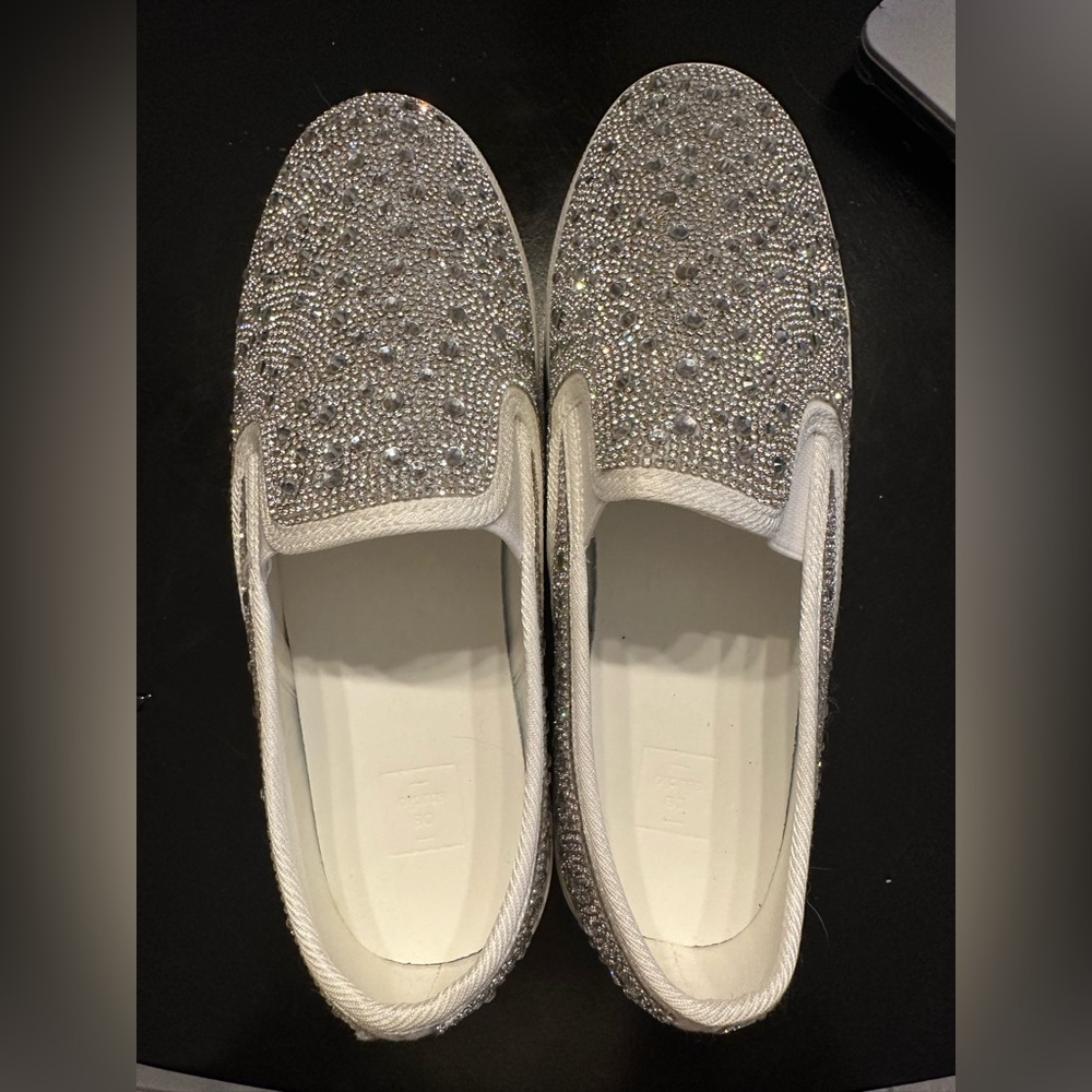 White bedazzled shoes